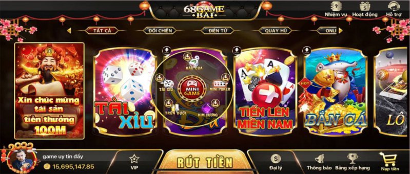 68 Game Bài - Cổng Game Đổi Thưởng Uy Tín Số 1 Việt Nam 2 Giao diện của 68 game bài cực kỳ ấn tượng