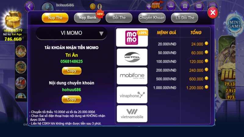 Sieunovip Vin - Cổng game uy tín hàng đầu cho mọi người chơi! 4 Nạp thẻ trong game của sieunovip vin