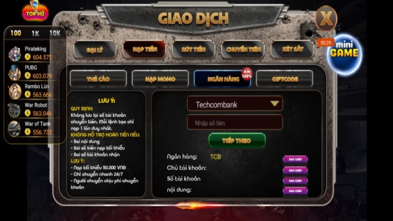 Hướng dẫn rút tiền tin68 me