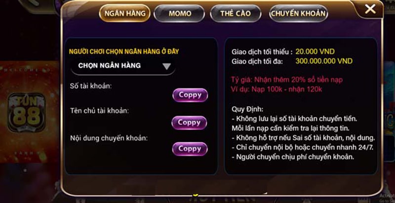 Tun88 club - Cổng game uy tín chất lượng hàng đầu Việt Nam 5 Hướng dẫn cách nạp tiền Tun88 club