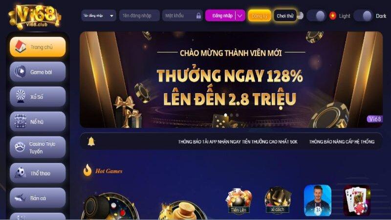 Vi68 club - Cổng game rất thú vị người chơi không thể bỏ qua! 6 Giao diện trang chủ của cổng game vi68 club