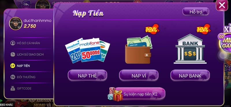 ZinVip Live - Cổng game đổi thưởng uy tín hàng đầu tại Việt Nam 5 Nạp tiền vào cổng game zinvip live