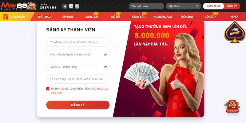 Hướng dẫn đăng ký tài khoản May88win siêu nhanh chóng