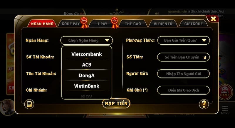 Ric Win - Cổng game đổi thưởng số 1 tại Việt Nam 4 Chỉ với vài bước cơ bản, giao dịch nạp tiền đã hoàn tất