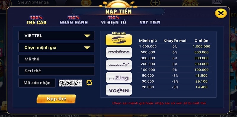 Thanquay247 Vip - Sân chơi phiên bản nâng cấp vô cùng hiện đại 4 Nạp tiền vào cổng game Thanquay247 Vip dễ dàng