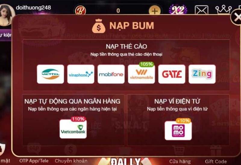 Bum88 – Cổng game nổ hũ đỉnh cao và tầm cỡ bậc nhất 2024 4 Cách nạp tiền vào cổng game Bum88