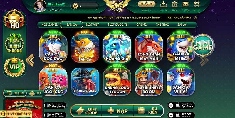 King Fun - Cổng game quốc tế hấp dẫn có tỷ lệ thưởng cao 5 Game bắn cá nổi bật của cổng game King fun