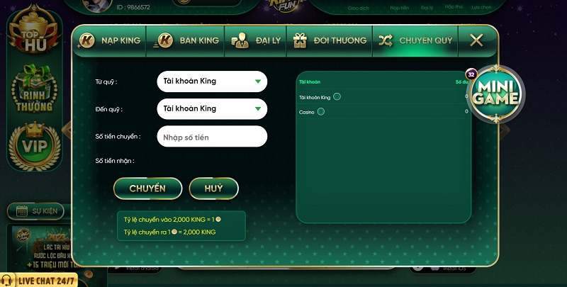 King Fun - Cổng game quốc tế hấp dẫn có tỷ lệ thưởng cao 8 Hướng dẫn các bước rút tiền từ King fun