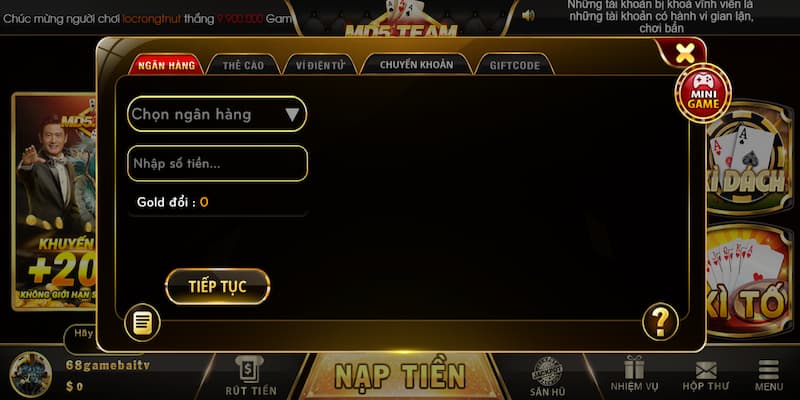 MD5 - Cổng game đổi thưởng quốc tế đỉnh cao nhất hiện nay 5 Hướng dẫn cách nạp tiền vào MD5