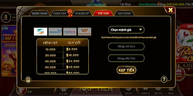 Ku789 - Cổng game đổi thưởng trực tuyến thế hệ mới năm 2024 4 Nạp tiền vào Ku789 an toàn và đơn giản