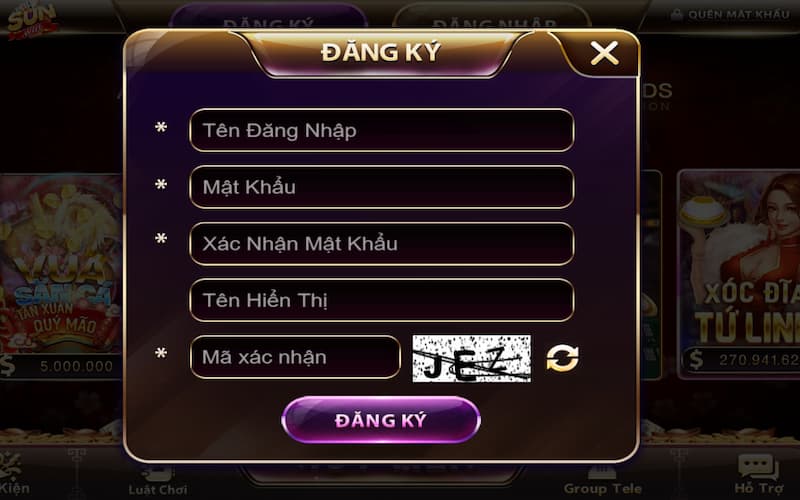 Sunvin - Cổng game đổi thưởng trực tuyến hàng đầu Châu Á 3 Hướng dẫn đăng ký tài khoản Sunvin
