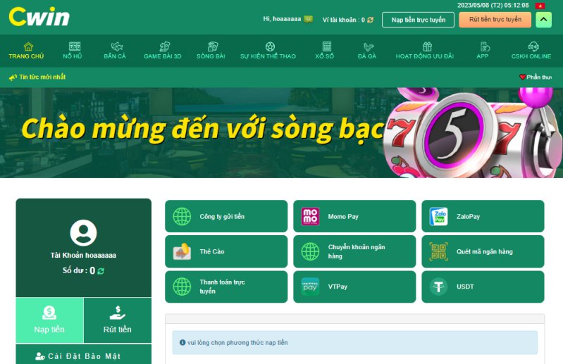 Cwin - Cổng game nổ hũ đổi thưởng online lớn nhất hiện nay 3 Hướng dẫn nạp tiền Cwin
