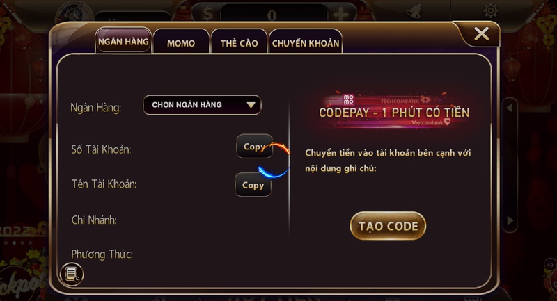 Nohu68 - Cổng game nổ hũ hấp dẫn và đa dạng trò chơi 6 Nạp tiền vào Nohu68 với đa dạng phương thức