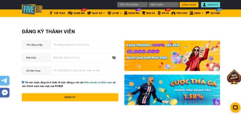 Five88 - Trải nghiệm không gian cá cược uy tín đỉnh cao 5 Hướng dẫn đăng ký tài khoản tham gia trải nghiệm Five88