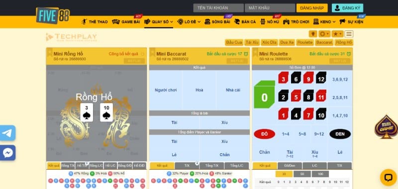 Five88 - Trải nghiệm không gian cá cược uy tín đỉnh cao 3 Sảnh chơi quay số đầy hấp dẫn